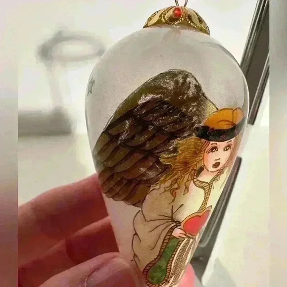 Bill Yee 1995 Angel Inside Hand Painted Glass Christmas Ornament with Box 4” - Picture 5 of 7
